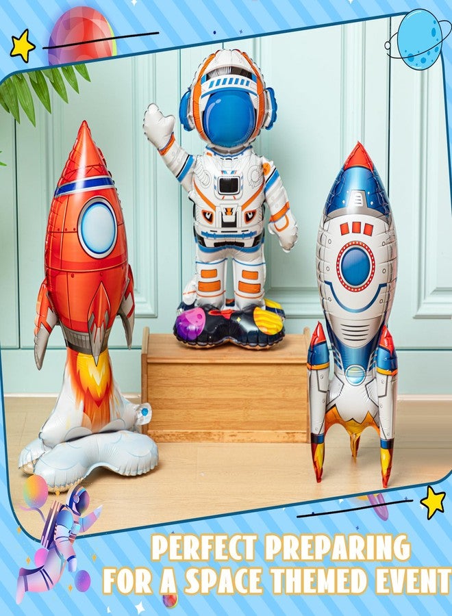 RoundFunny 8 Pcs Outer Space Foil Balloons Rocket Balloons for Space Astronaut Spaceship Rocket Theme Birthday Party Decoration Planet Party Decoration - Image 3
